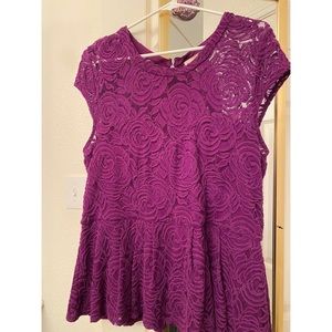 Ambar Purple Lace Peplum Blouse